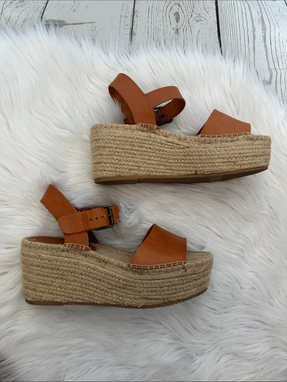 Soludos Tan Leather Espadrille Sandal with Ankle Strap Size 8